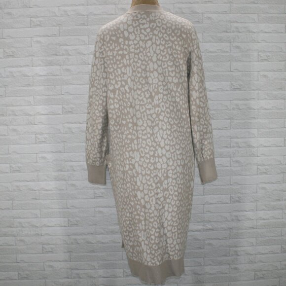EXPRESS Coatigan Cardigan Longline Coat Animal Leopard Print Tan Cream SM - Picture 5 of 13